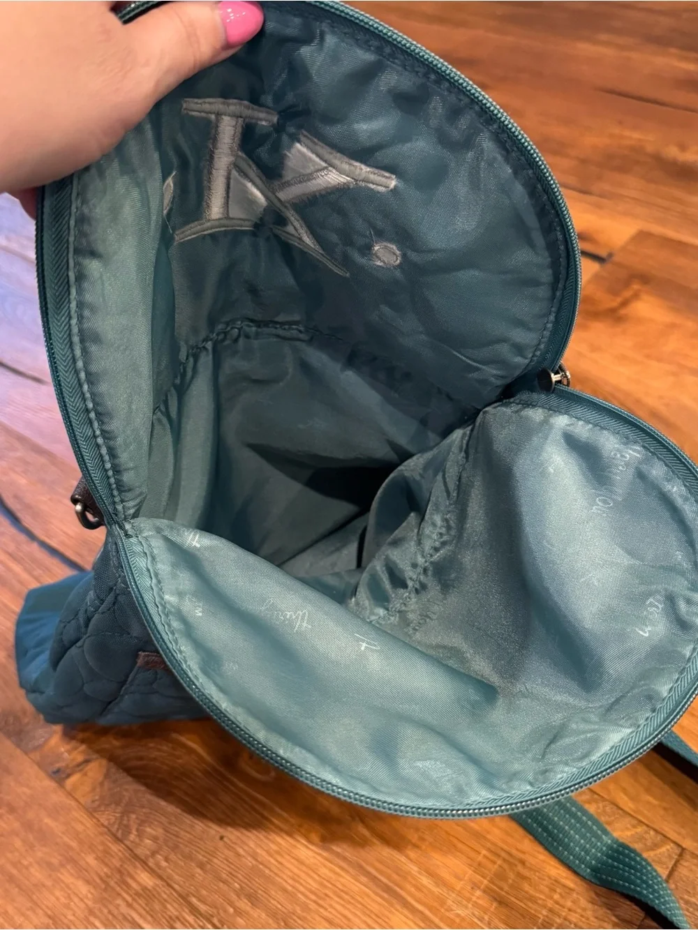 thirty-one Quilted Green Crossbody with Monogram K